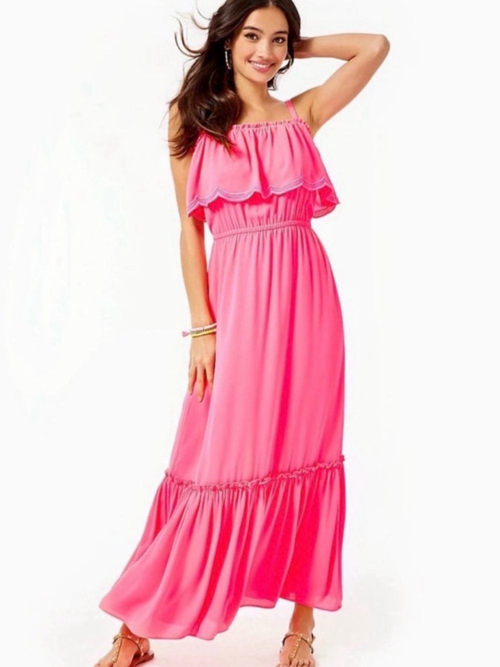Lilly Pulitzer Adia Tiered Maxi Dress – Love Potion Pink – Size Medium 💖BNWT